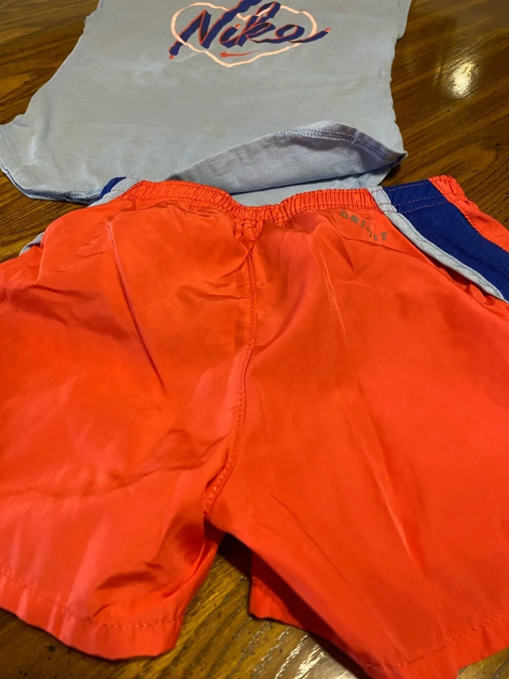 Nike Light Blue Script Tank & Coral and Royal Blue Athletic Shorts - Picture 5 of 13